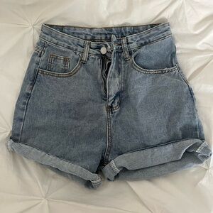 High waisted denim shorts